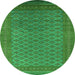 Round Oriental Green Industrial Rug, urb1986grn