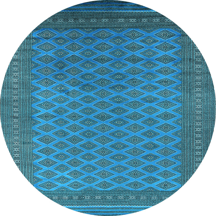 Round Machine Washable Oriental Light Blue Industrial Rug, wshurb1986lblu