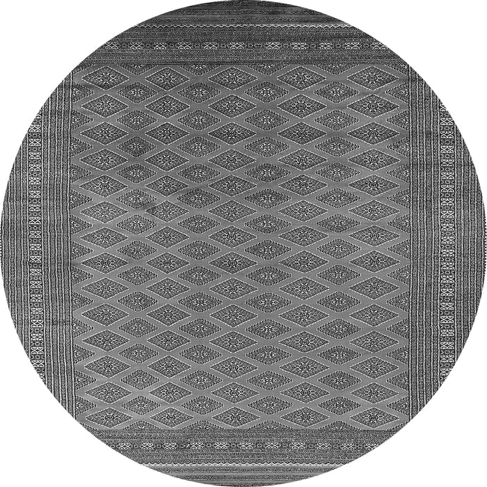 Round Machine Washable Oriental Gray Industrial Rug, wshurb1986gry
