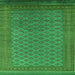 Square Machine Washable Oriental Green Industrial Area Rugs, wshurb1986grn