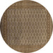 Round Oriental Brown Industrial Rug, urb1986brn