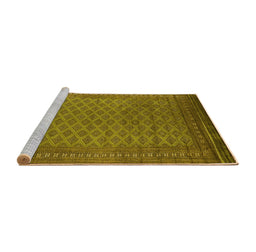 Sideview of Machine Washable Oriental Yellow Industrial Rug, wshurb1986yw