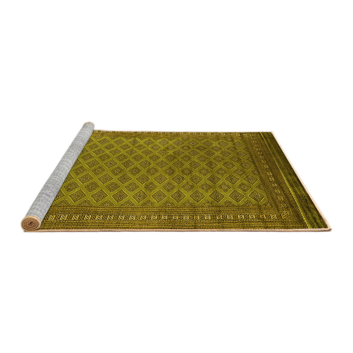 Sideview of Machine Washable Oriental Yellow Industrial Rug, wshurb1986yw