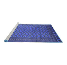 Sideview of Machine Washable Oriental Blue Industrial Rug, wshurb1986blu