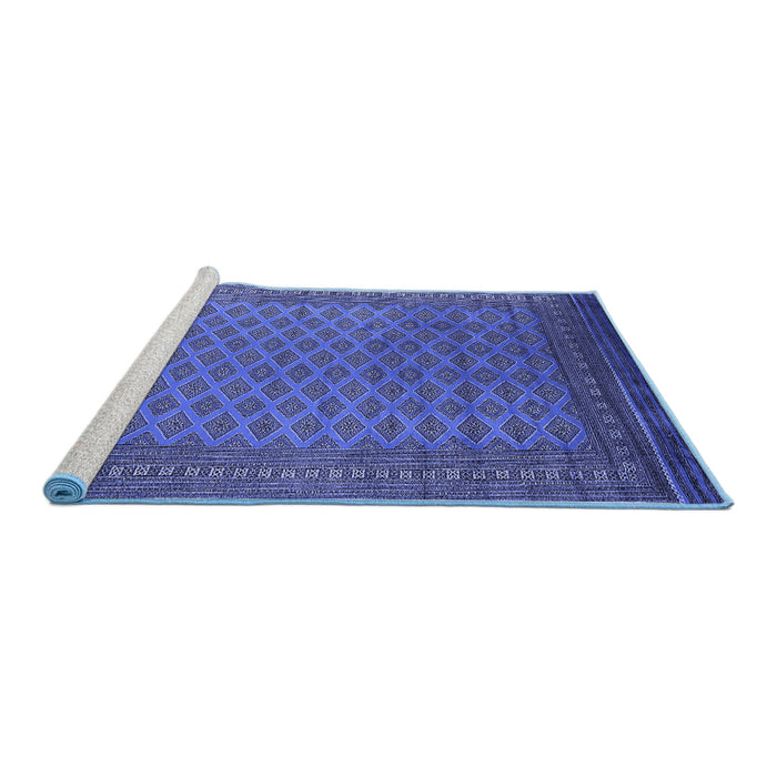 Sideview of Machine Washable Oriental Blue Industrial Rug, wshurb1986blu