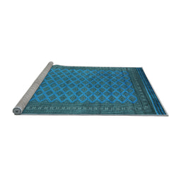 Sideview of Machine Washable Oriental Light Blue Industrial Rug, wshurb1986lblu