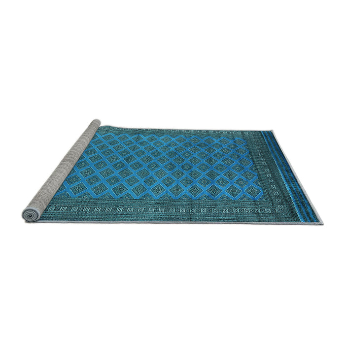 Sideview of Machine Washable Oriental Light Blue Industrial Rug, wshurb1986lblu