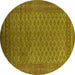 Round Oriental Yellow Industrial Rug, urb1986yw