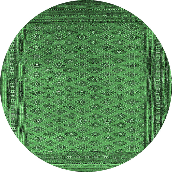 Round Oriental Emerald Green Industrial Rug, urb1986emgrn
