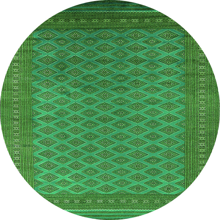 Round Machine Washable Oriental Green Industrial Area Rugs, wshurb1986grn