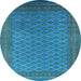 Round Oriental Light Blue Industrial Rug, urb1986lblu