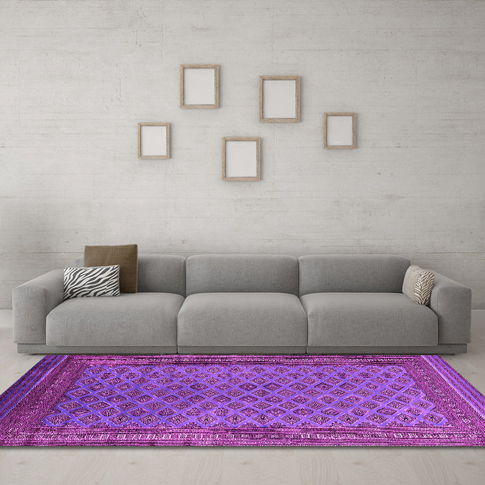 Machine Washable Oriental Pink Industrial Rug in a Living Room, wshurb1986pnk