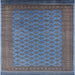 Square Mid-Century Modern Koi Blue Oriental Rug, urb1986