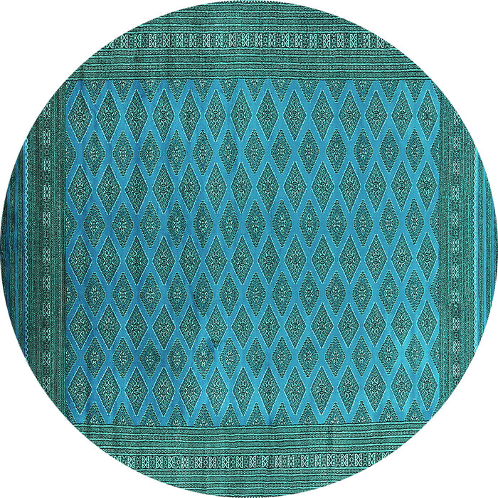 Round Oriental Turquoise Industrial Rug, urb1986turq