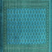 Square Oriental Turquoise Industrial Rug, urb1986turq