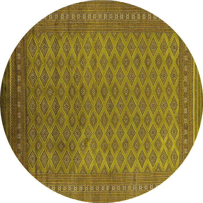 Round Machine Washable Oriental Yellow Industrial Rug, wshurb1986yw