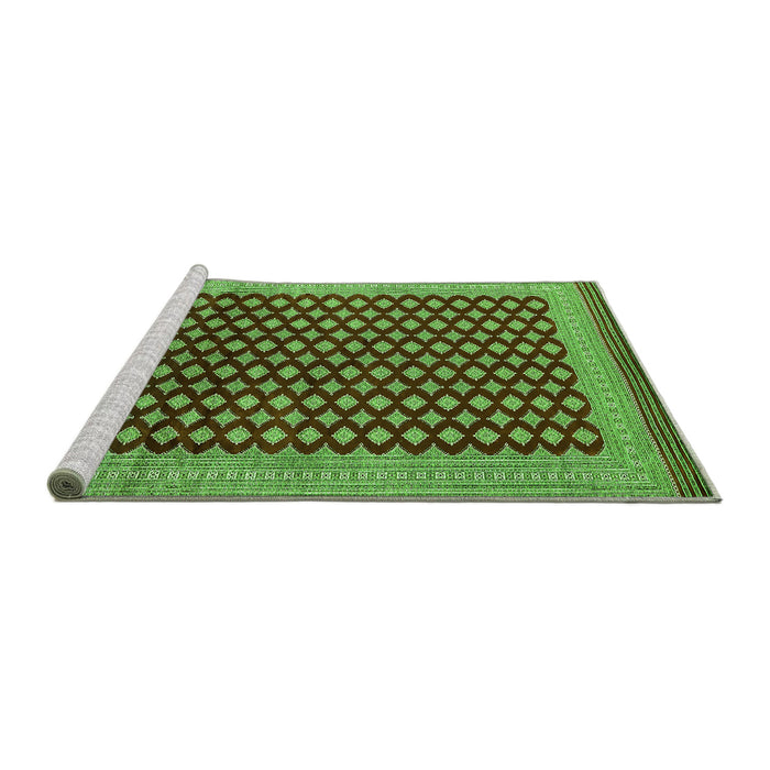 Sideview of Machine Washable Oriental Green Industrial Area Rugs, wshurb1987grn