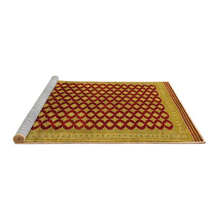 Sideview of Machine Washable Oriental Yellow Industrial Rug, wshurb1987yw