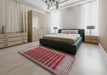 Machine Washable Industrial Modern Red Rug in a Bedroom, wshurb1987