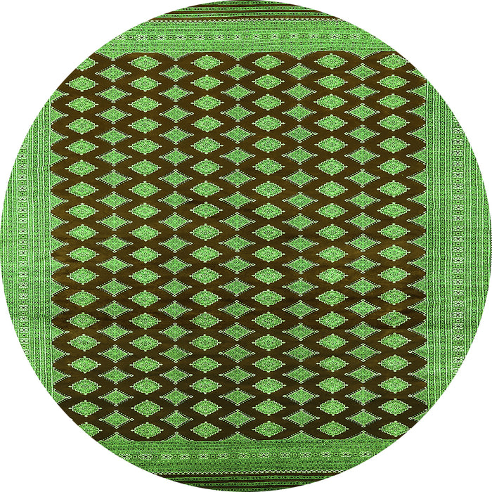 Round Machine Washable Oriental Green Industrial Area Rugs, wshurb1987grn