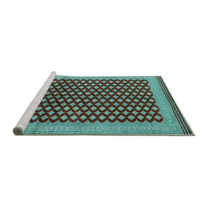 Sideview of Machine Washable Oriental Turquoise Industrial Area Rugs, wshurb1987turq