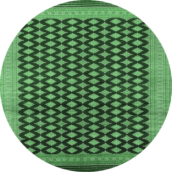 Round Oriental Emerald Green Industrial Rug, urb1987emgrn
