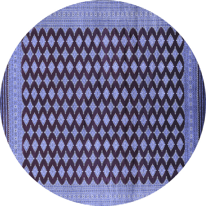 Round Machine Washable Oriental Blue Industrial Rug, wshurb1987blu