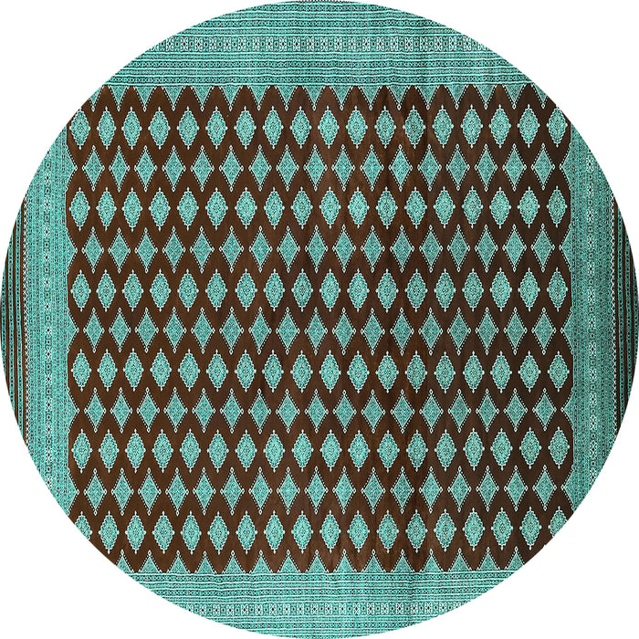 Round Oriental Turquoise Industrial Rug, urb1987turq