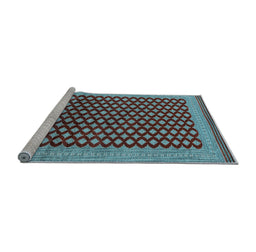 Sideview of Machine Washable Oriental Light Blue Industrial Rug, wshurb1987lblu