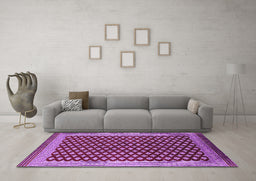 Machine Washable Oriental Purple Industrial Area Rugs in a Living Room, wshurb1987pur