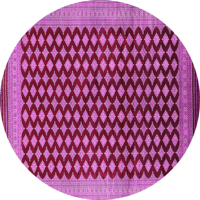 Round Machine Washable Oriental Pink Industrial Rug, wshurb1987pnk