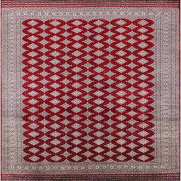 Square Mid-Century Modern Red Oriental Rug, urb1987