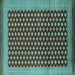 Square Machine Washable Oriental Turquoise Industrial Area Rugs, wshurb1987turq