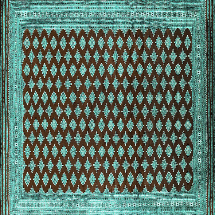 Square Oriental Turquoise Industrial Rug, urb1987turq