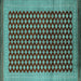 Square Oriental Turquoise Industrial Rug, urb1987turq