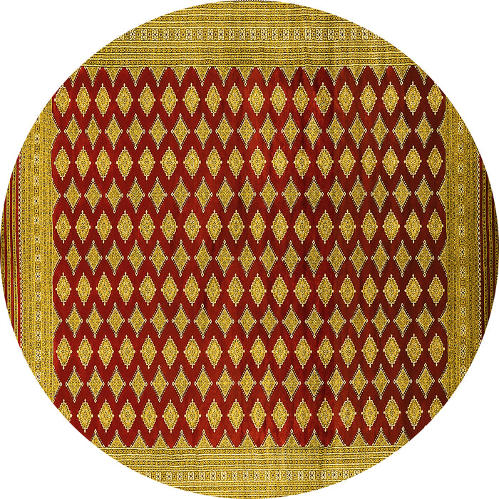 Round Oriental Yellow Industrial Rug, urb1987yw