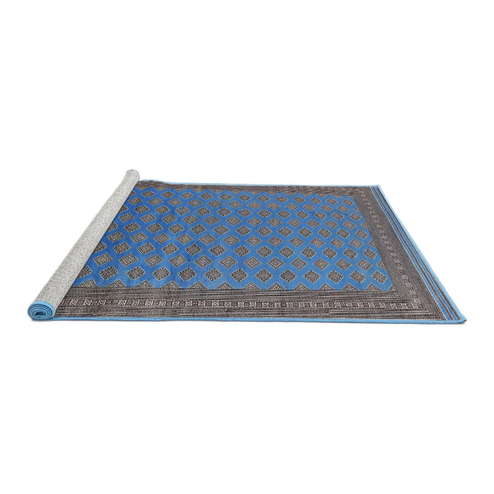 Sideview of Machine Washable Industrial Modern Koi Blue Rug, wshurb1988