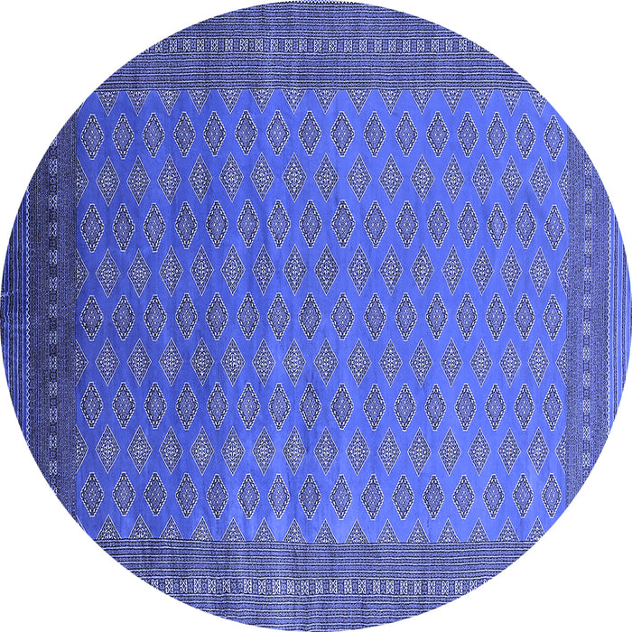 Round Oriental Blue Industrial Rug, urb1988blu