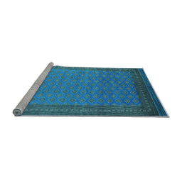 Sideview of Machine Washable Oriental Light Blue Industrial Rug, wshurb1988lblu