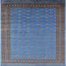 Square Mid-Century Modern Koi Blue Oriental Rug, urb1988