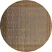 Round Oriental Brown Industrial Rug, urb1988brn