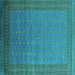 Square Oriental Turquoise Industrial Rug, urb1988turq