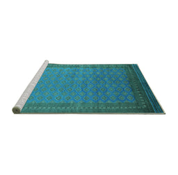 Sideview of Machine Washable Oriental Turquoise Industrial Area Rugs, wshurb1988turq