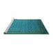 Sideview of Machine Washable Oriental Turquoise Industrial Area Rugs, wshurb1988turq