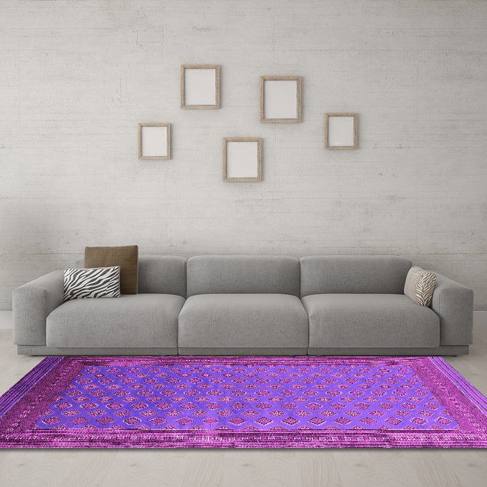Machine Washable Oriental Pink Industrial Rug in a Living Room, wshurb1988pnk