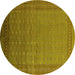 Round Oriental Yellow Industrial Rug, urb1988yw