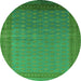 Round Oriental Green Industrial Rug, urb1988grn