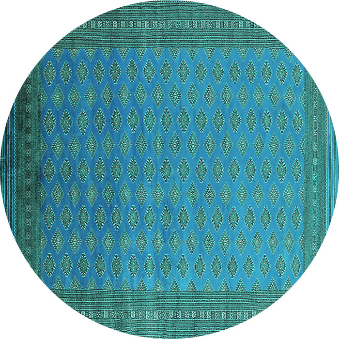 Round Oriental Turquoise Industrial Rug, urb1988turq