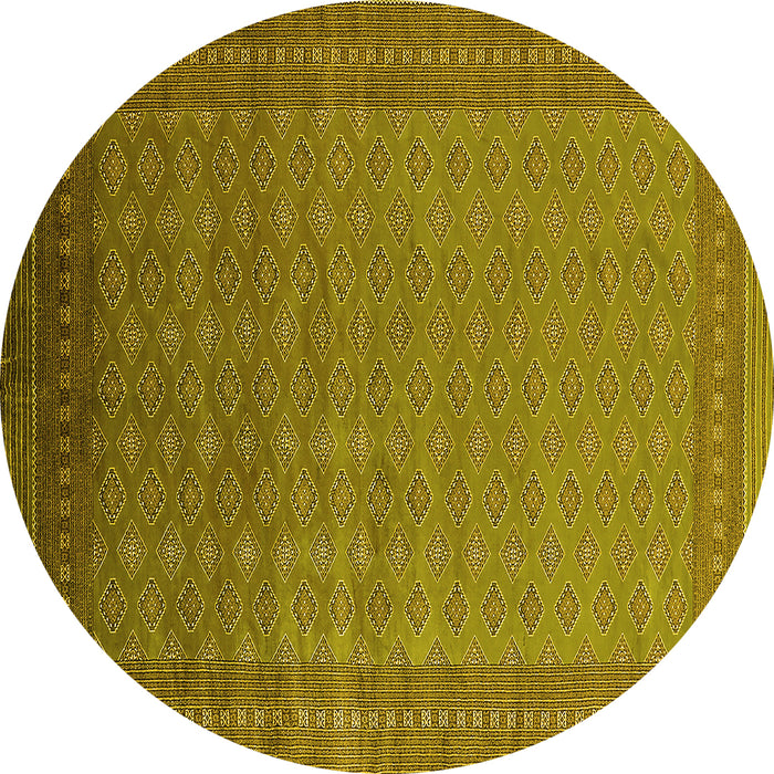 Round Machine Washable Oriental Yellow Industrial Rug, wshurb1988yw