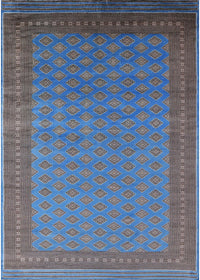 Machine Washable Industrial Modern Koi Blue Rug, wshurb1988